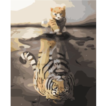 Paint By Numbers Cat Tiger Reflection 40x50