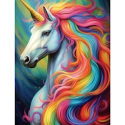 Diamanttavla Rainbow Unicorn 40x50