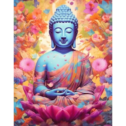 Diamanttavla Buddha Color Flowers 40x50