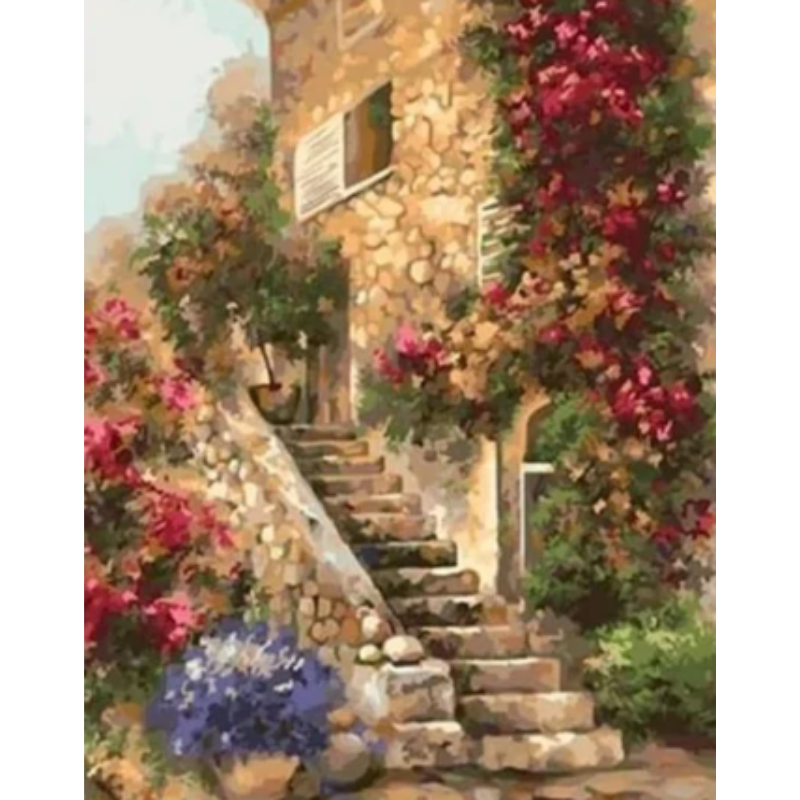 Diamanttavla Flower Stairs 50x70