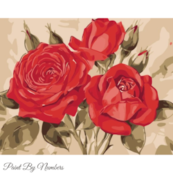 Paint By Numbers Beautiful Red Roses 40x50