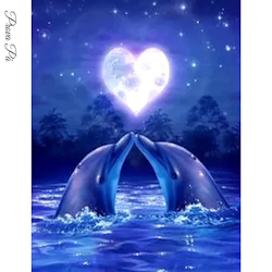 Diamanttavla Moon Dolphins 20x30