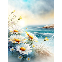 Diamanttavla Beach Flowers 30x40