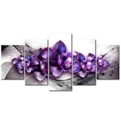 Diamanttavla 5 Delad Purple Flower