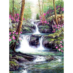 Diamanttavla Forest Waterfall 40x50