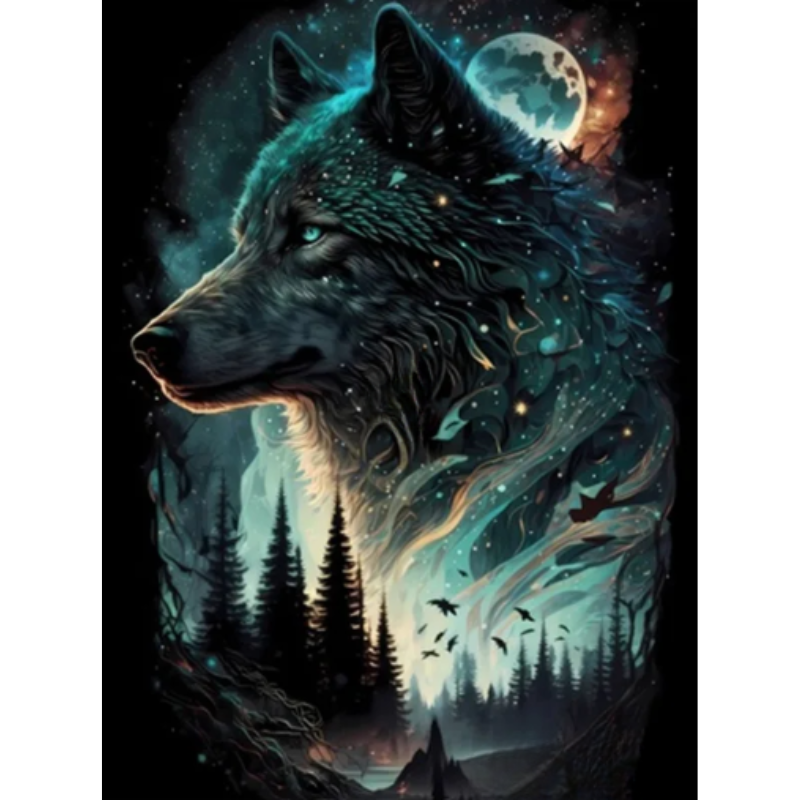 Diamanttavla Wolf Forest 40x50
