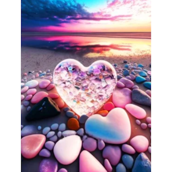 Diamanttavla Chrystal Beach Heart 40x50