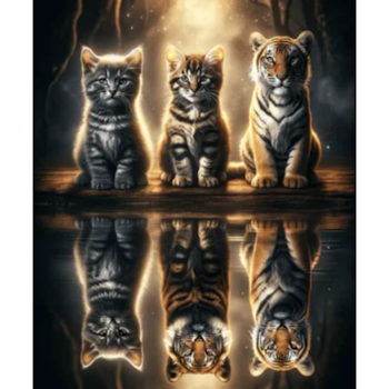 Diamanttavla Cats Reflection 40x50