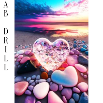 Diamanttavla AB Drills Chrystal Beach Heart 40x50