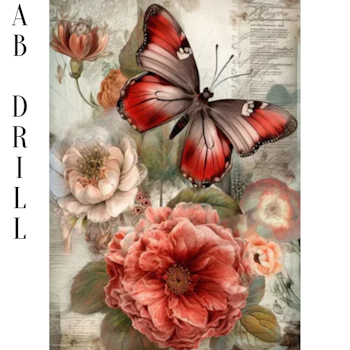 Diamanttavla AB Drills Flowers And Butterfly 40x50