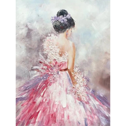 Diamanttavla (R) Girl With Pink Dress 40x50
