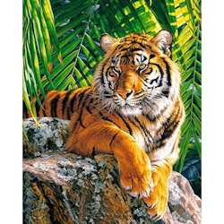 Diamanttavla (R) Tiger In The Djungel 40x50