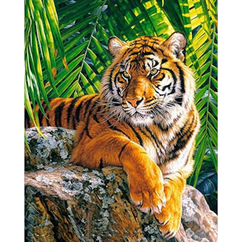 Diamanttavla (R) Tiger In The Djungel 40x50