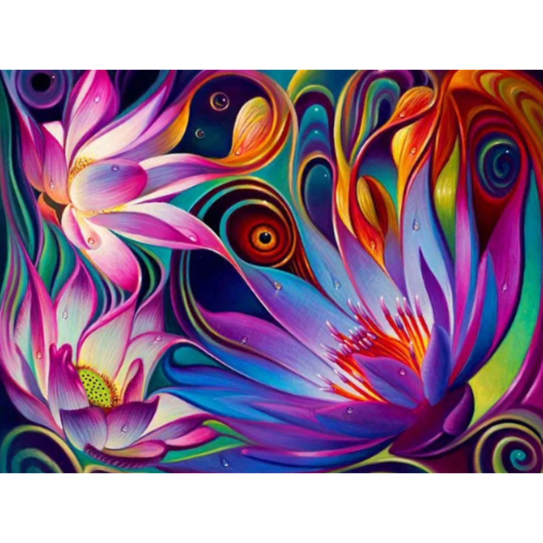 Diamanttavla (Runda) Abstract Flower 50x60