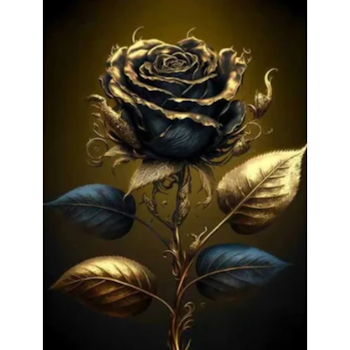 Diamanttavla Golden Black Rose 40x50 (Diamanttavlor Göteborg)