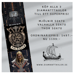 Diamanttavla Mjölnir 50x70 + Thor 50x70 + Valhalla 50x70 ( Paketpris)