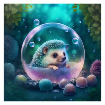 Diamanttavla Hedgehog In A Bubble 40x40