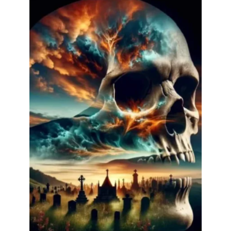 Diamanttavla Skull Cemetary 50x70