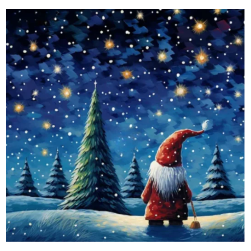 Diamanttavla Tomte Stjärnhimmel 30x30