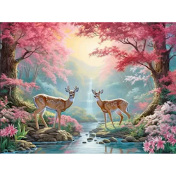 Diamanttavla Deers Beautiful Landscape 40x50