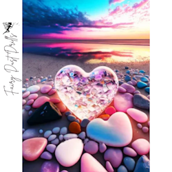 Diamanttavla Fairy Dust Drills Chrystal Beach Heart  40x50