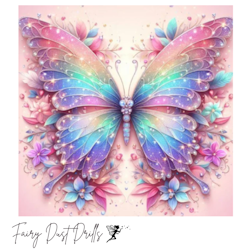 Diamanttavla Fairy Dust Drills Sparkling Butterfly 40x40