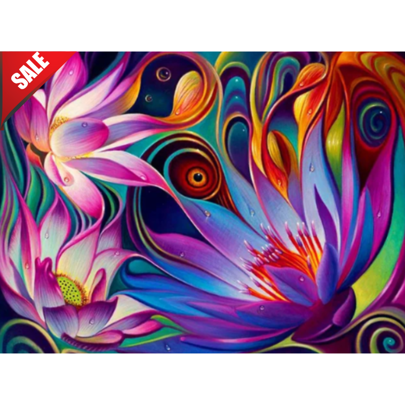 Diamanttavla (Runda) Abstract Flower 50x60