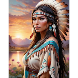 Diamanttavla Native American Woman 40x50