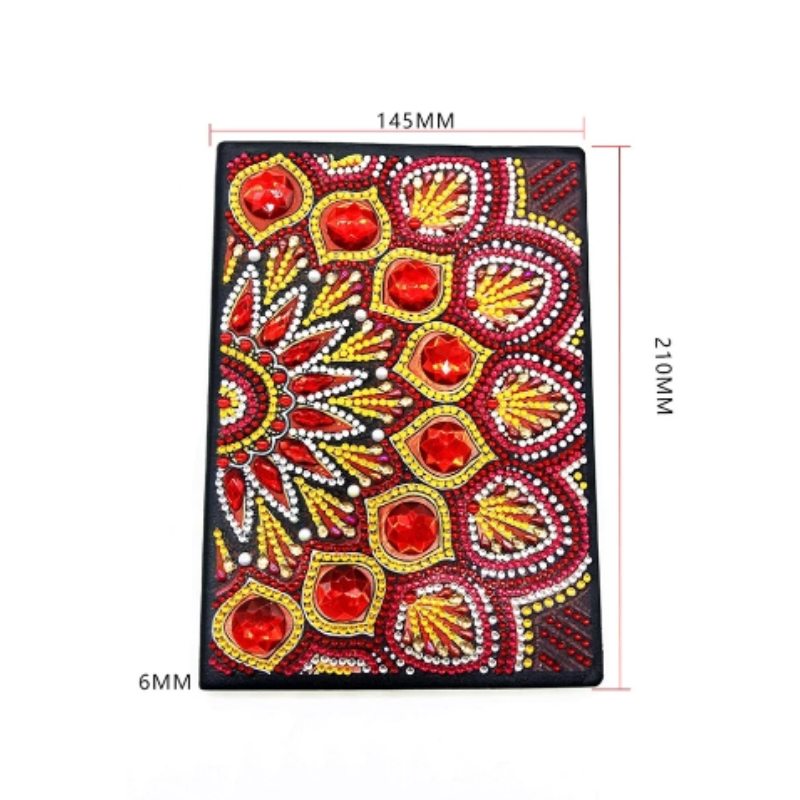 Diamond Painting Olinjerad Skrivbok ca 50 sidor Mandala Röd