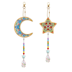 Diamond Painting Fönsterhängen / Solfångare 2-Pack Star & Moon -REA