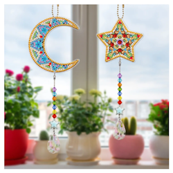 Diamond Painting Fönsterhängen / Solfångare 2-Pack Star & Moon -REA