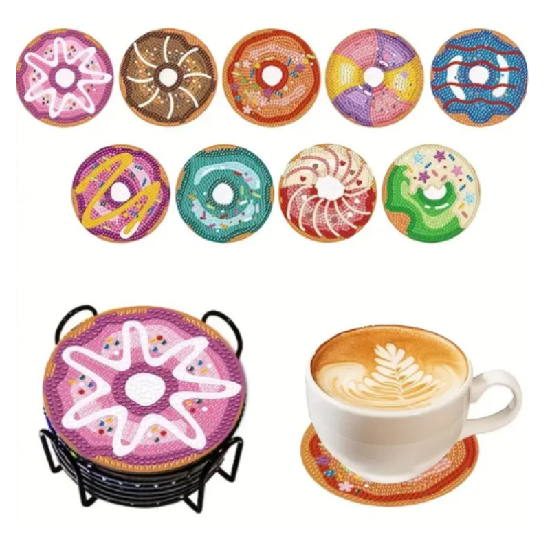 Diamond Painting Glasunderlägg 9-Pack Donuts