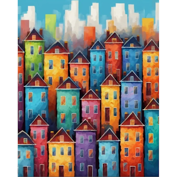 Diamanttavla Color Houses 40x50