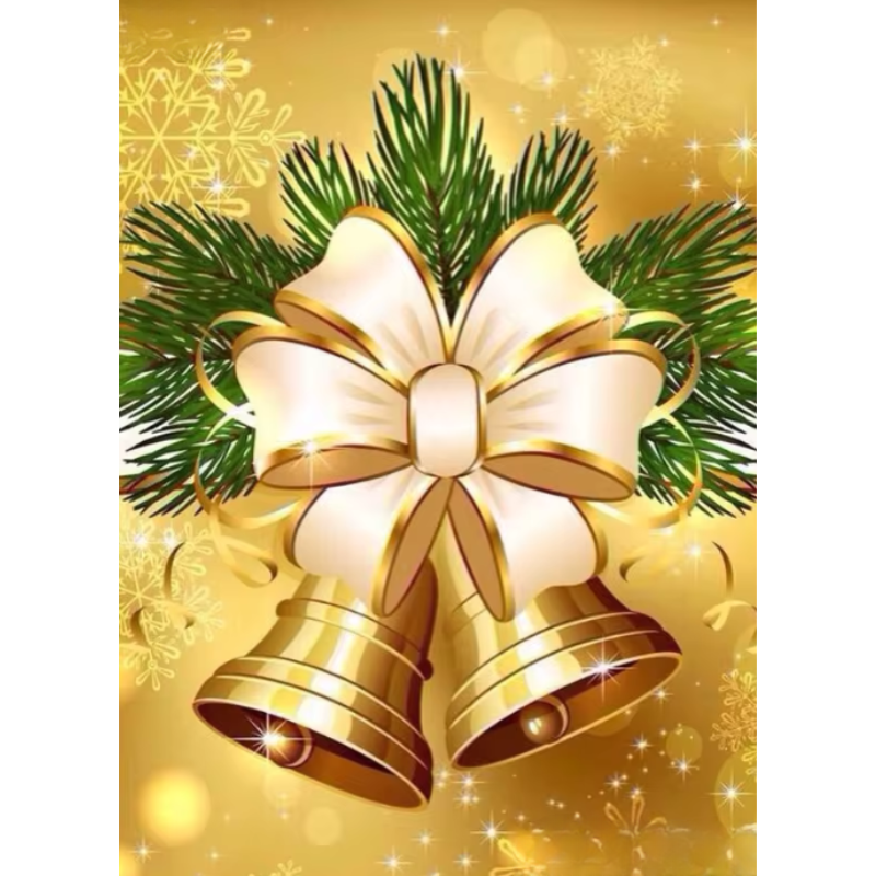 Diamanttavla (Runda) Christmas Bells 40x50