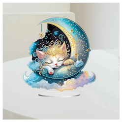 Diamond Painting Bordsdekoration Månkatt