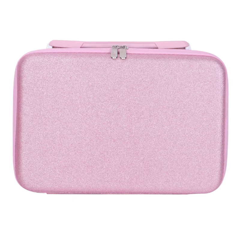 Pärlförvaring Väska Rosa Glitter Med 60 Burkar Och Tillbehör