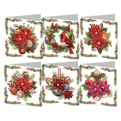 Diamond Painting Julkort 6-Pack Julblommor