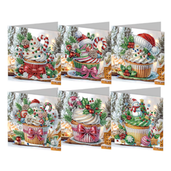Diamond Painting Julkort 6-Pack Cupcakes