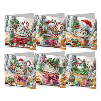 Diamond Painting Julkort 6-Pack Cupcakes