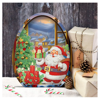 Diamond Painting Bordsdekoration 3D Tomte Med Julklapp