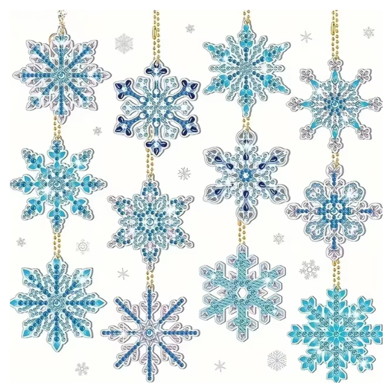 Diamond Painting Hängen 12-Pack Snöflingor