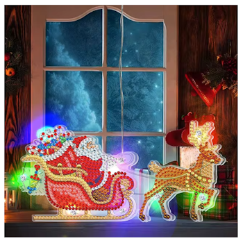 Diamond Painting Hängande Ledlampa Tomte Med Släde