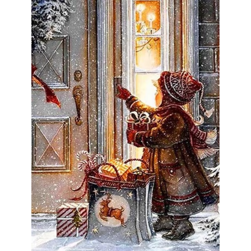 Diamanttavla Christmas Girl 40x50