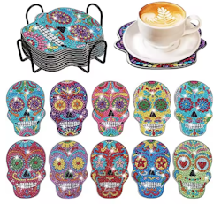 Diamond Painting Glasunderlägg 8-Pack Döskalle