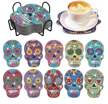 Diamond Painting Glasunderlägg 8-Pack Döskalle