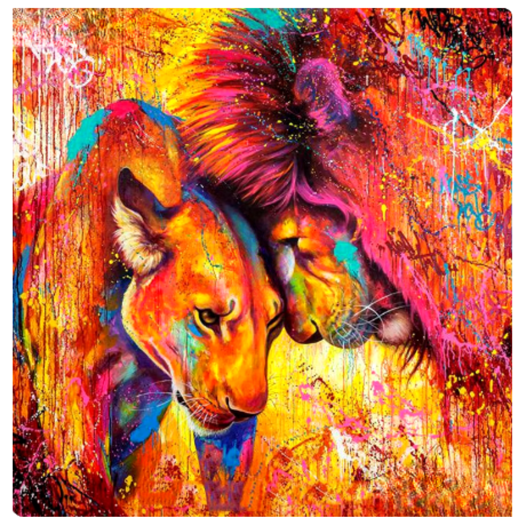 Diamanttavla Lions 50x50