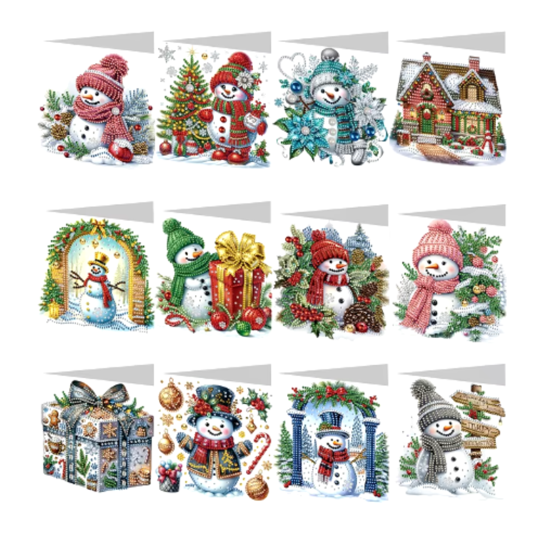 Diamond Painting Julkort 12-Pack Snowman
