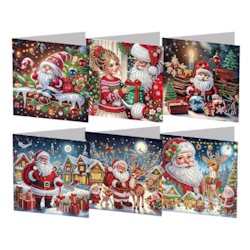 Diamond Painting Julkort 6-Pack Santa
