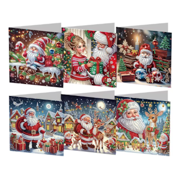 Diamond Painting Julkort 6-Pack Santa
