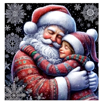 Diamanttavla Santa With Girl 50x50